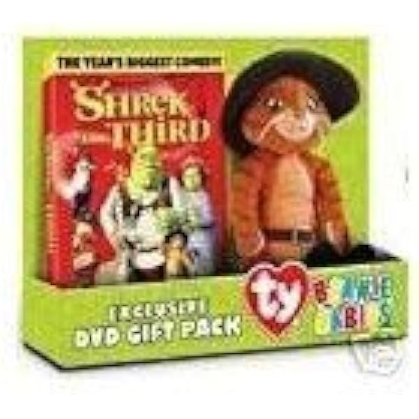 Amazon Com Shrek The Third Dvd Gift Pack With Puss N Boots Beanie Baby Toys Games