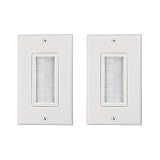 Buyer's Point Brush Wall Plate [UL Listed], Decora Style, Cable Pass Through Insert for Wires, Single Gang Cable Access Strap, Wall Socket for HDTV, HDMI, Home Theater Systems (2 Pack, White)
