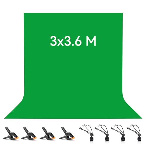 Vevelux 3x3.6M Green Screen Fotografie-Hintergrund mit 8 Studio Klemmen
