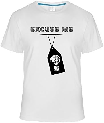 May26 Funny Excuse Me Black Question Mark Necklace T-Shirt For Men M white