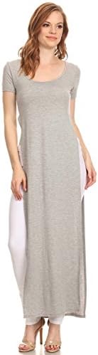 Women's Tshirt Double Deep Side Split Slit Maxi Dress