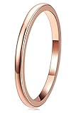 Three Keys Jewelry 2mm Tungsten Carbide Wedding Ring for Women Plated Rose Gold Wedding Band Engagement Ring Polished Comfort Fit Size 7