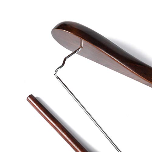 Luxury Wide Shoulder Wooden Hangers 6 Pack, with Locking Bar, Smooth