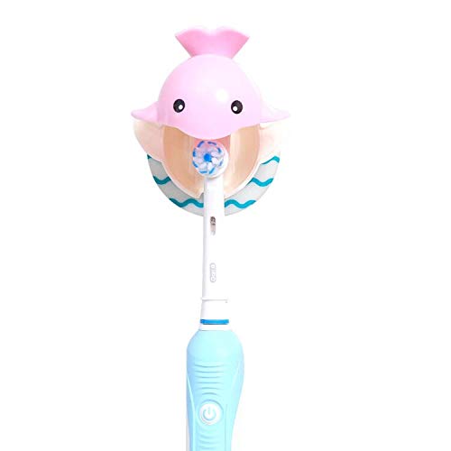 Heasa Toothbrush Holder Wall Mounted, Animal Kids Toothbrush Holder (Pink Cetacean)