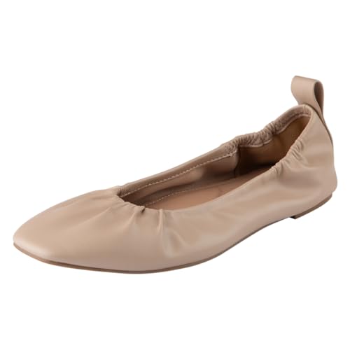 Comfort Plus Womens Mia Square Toe Flat Nude 5.5M at Amazon