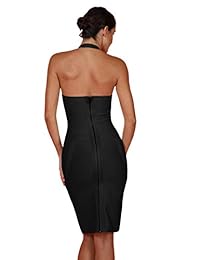 Whoinshop vestido de cóctel con cuello en V profundo sin cuello para mujer