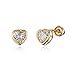 14k Yellow Gold Heart Bezel Cubic Zirconia Children Screwback Baby Girls Stud Earrings