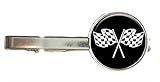 RhyNSky Checkered Flag Print Fashion Tie Bar Clip