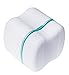 Denture Case,Denture Brush Retainer Case,Denture Cups Bath,Dentures Container with Basket Denture Holder for Travel,Retainer Cleaning Case Green