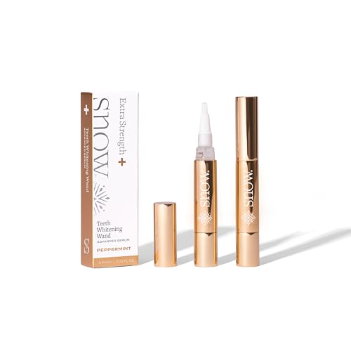 SNOW Extra Strength Teeth Whitening Pen | Hydroxyapatite | Dual Whitening Complex of Hydrogen Peroxide and Carbamide Peroxide | Coffee Wine Tea Stains | Fluoride Free | Peppermint | 2 Wand, 4ml