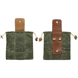 FuninCrea Waxed Canvas Foraging Bag - Collapsible Leather Pouch For Mushrooms, Fruits & Tools