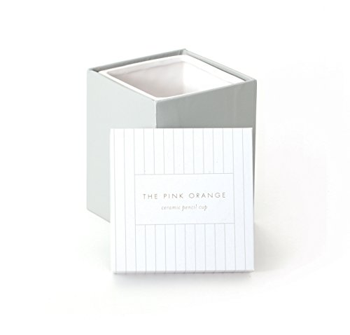 The Pink Orange TPO-0003E Ceramic Pencil and Pen Cup Holder, White