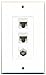 RiteAV - 1 Port Coax Cable TV- F-Type 2 Port Cat5e Ethernet Decorative Wall Plate - White