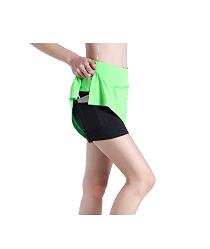 Annjoli Womens Golf Skirt Tennis Workout Fitness Skort (L, Lawn Green)