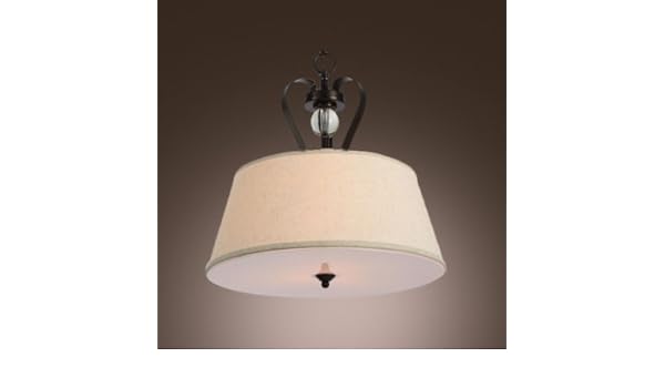 Fei Wrought Iron Linen Drum Shade Beautiful Crystal Sphere