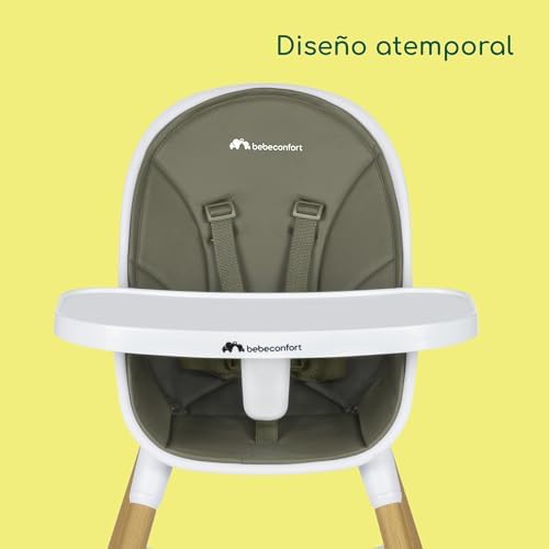 Cadeira alta bebeconfort avista evolutiva que se transforma em cadeira de criança, com estofamento e bandeja, dos 6 meses aos 30 kg, cor verde mineral