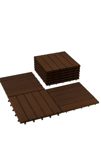 KIT 5 Deck Modular Plástico 30x30cm x 2cm Altura Piso Encaixe Rápido Antiderrapante Drenante para Piscina Jardim Varanda Banheiro (MARROM)
