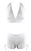 Zando Push Up Two Pieces Bikini with Boyshort Athletic V Neck Swimsuit Vintage Halter Back Swimwear Bathsuit for Women
