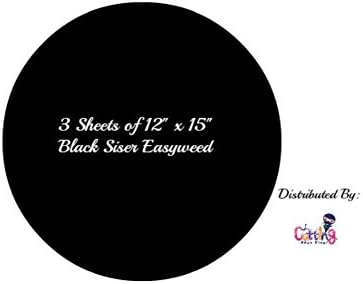 Cutting Edge Vinyl 12" x 15" 3 Sheets Siser EasyWeed T-Shirt Iron-on Heat Transfer Vinyl (Black)