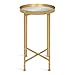 Kate and Laurel Celia Round Metal Foldable Accent Table with Mirror Tray Top, Gold