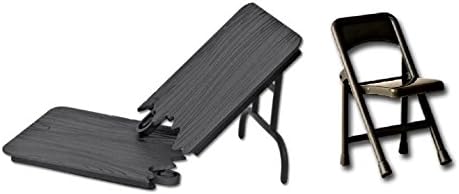 Black Breakaway Table & Black Folding Chair- Wrestling Figure Accessories (For Jakks or Mattel WWE Figures)