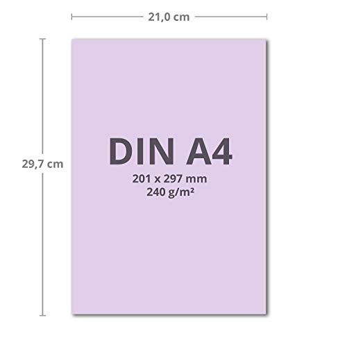Glüxx-Agent 50 Blatt Tonkarton DIN A4 - Flieder - 240 g/m² Dicker Bastelkarton - 21,0 x 29,7 cm Pappe zum basteln für Fotoalbum Menükarte Bedruckbar DIY kreativ Sein – Bild 3
