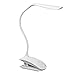 LED Desk Lamp Clamp [2-in-1] USB Rechargeable Dimmable Portable Lightweight Gooseneck Clip Lamp with Sensitive Touch Button and 14 Long Life LED for Bedside Reading Study White