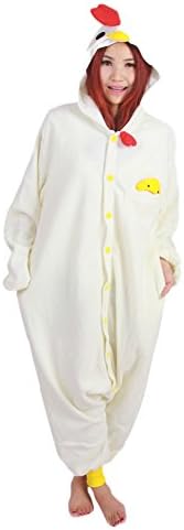 Datangep Adult Unisex Animal Cosplay Costume Pajamas Onesies White Chicken XL