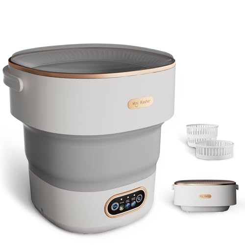 YMXA Mini Laundry Machine 16L — Foldable Portable Laundry Machine and Spinner for Baby Clothes, Underwear, Socks; Ideal for Travel, Dorms, Camping