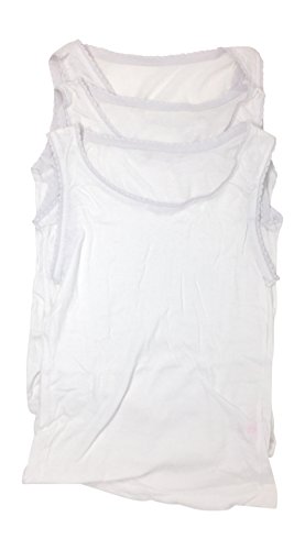 Nickanny's Girls Undershirts Cotton Tagless Tank Tops, White Solids (Pack of 3) (Small (4-6))