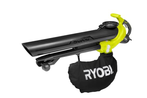 RYOBI 3000W Elektro-Laubsauger RBV3000CESV, Luftmenge16 m³/min, Luftgeschwindigkeit 375km/h, Fangsackgroesse 45L, (Laub-) Haeckselverhaeltnis 16:1