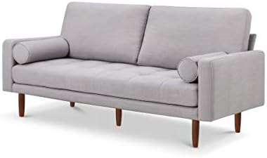 Capsule Brooklyn Mid Century Modern 78" Sofa with USB Ports, Light Grey Linen