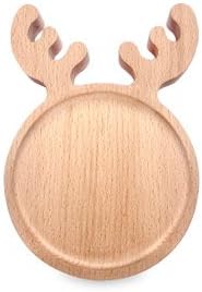 NEFFICAR Baby Wooden Plate , BPA-free -Organic Wood -Ideal as Restaurant Cafe Dessert (1 PC)