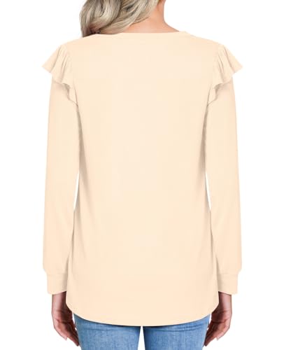 ADDTOO WOMEN’S 2024 FALL TUNIC TOPS RUFFLE SLEEVE BLOUSE CASUAL SQUARE NECK TSHIRT M
