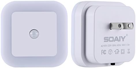 SOAIY Plug in Motion Activated LED Night Light, Energy Efficient, Ideal for Hallway, Stairs, Kitchen, Garage, Utility Room, Laundry Room, 2 Pack.