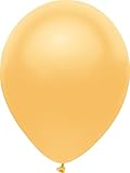 PartyMate 72002 5" Round Solid Color Latex Balloons, 50-Count, Metallic Silk Radiant Gold