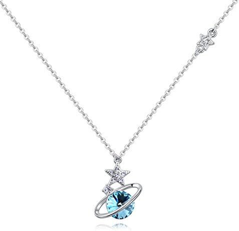 Aiblii Pendant Necklace of Blue Moon Star Swarovski Crystal Jewelry for Women Birthday Day Gift