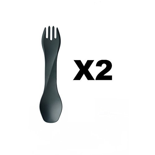 humangear GoBites Uno Utensil Fork and Spoon BPA Free Camping Tool Gray (2-Pack)