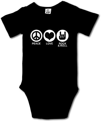 Peace Love Rock Roll Baby Short Sleeve Romper Onesies Bodysuit for Toddler