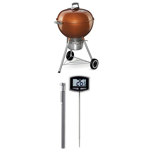 Weber 14402001 Original Kettle Premium Charcoal Grill, 22-Inch, Copper and Thermometer Bundle