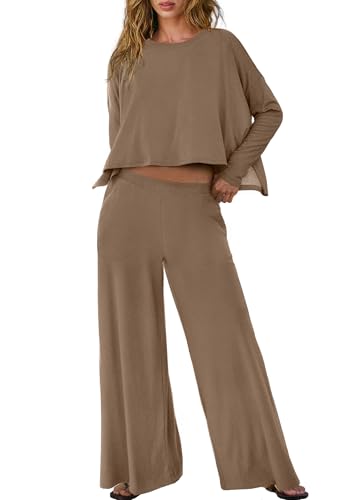Panadila Womens Oversized 2 Piece Matching Lounge Set Coffee XS at Amazon