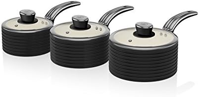 Swan Products 3-Piece Retro Saucepan Set, Black by Swan Products