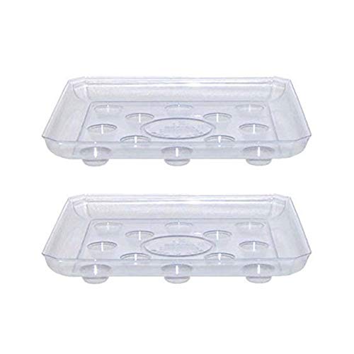 CWP SQDS-1400 Heavy Gauge Footed Square Carpet Saver Saucer, 14-Inch by 14-Inch, Clear (Pack of 2)