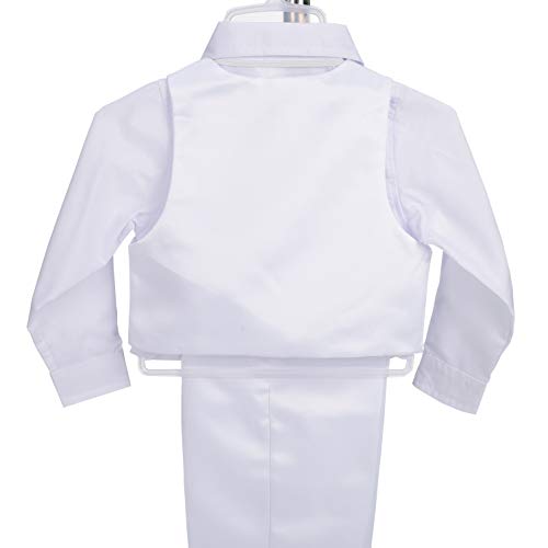 Lito Angels Baby Jongens Satijn Doop Outfit Formeel Wit Pak met Kap Vest Vlinderdas 5 Stukken Set Leeftijd 3-24 Maanden… - Image 3