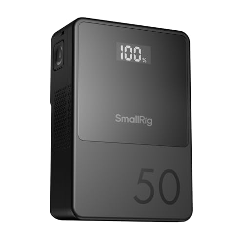 SMALLRIG VB50 Mini V Mount Akku, 3400mAh (50Wh) mit OLED-Bildschirm, V Lock Battery für Fotografen und Filmemacher, Unterstützt 45W PD USB-C Schnellla