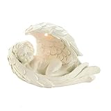 Zings & Thingz 57074111 Peaceful Cherub Figurine with Solar Light, White
