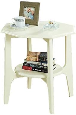 Axdwfd Folding table Solid Wood Side Table, Double Storage Side Table Home Dining Table Coffee Table Tea Table (Color : White)