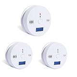 Carbon Monoxide Detector 3 Pack CO Alarm Detector, Monoxide Alarm LCD Portable Security Gas CO Monitor,Battery Powered (Battery not Included)