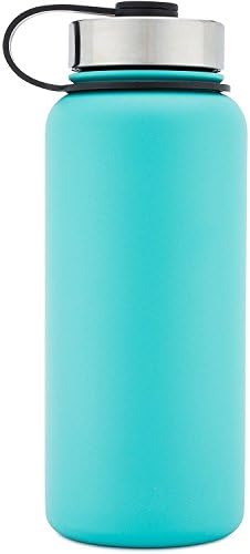 Kenmont Wares Sleek Vacuum Insulated Stainless Steel Water Bottle - Caribbean Blue - 32oz - Double Walled Flask with Powder Coating Finish