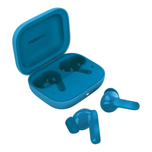 Audífonos Moto Buds Bass, cancelación de Ruido Inteligente, ultraligeros y Repelente al Agua Azul